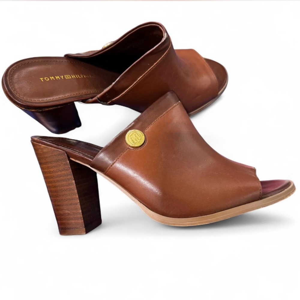 Tommy Hilfiger Tan Women's Open-Toe Mules